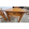 Image 4 : Pair of Rustic Pine End Tables with Single Drawer and Brass Cup Pulls 24 x 21 x 26"