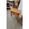 Image 5 : Pair of Rustic Pine End Tables with Single Drawer and Brass Cup Pulls 24 x 21 x 26"