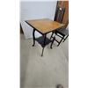 Image 3 : Victorian-Style Parlor Table 27 x 18 x 22" with Oak Top and Black Painted Base and Chair