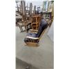 Image 2 : Oak Glider Rocker with Dark Patterned Upholstered Cushions