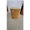 Image 1 : Two-Drawer Oak File Cabinet with Brass-Tone Hardware 26 x 16 x 16"