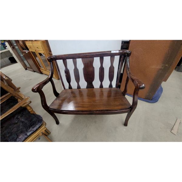 Antique Mahogany Settee with Fiddle-Splat Back and Curved Arms 44" Wide