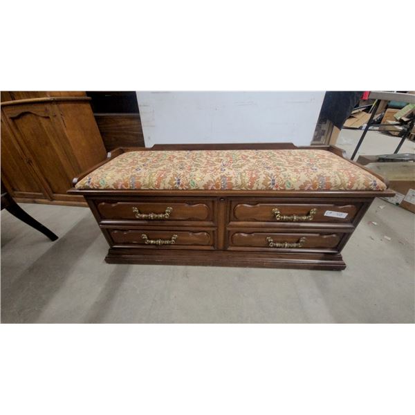 Lane Cedar Chest with Floral Upholstered Top and Brass Handles 48" Wide Cedar Lined