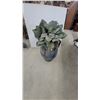Image 1 : Rustic Distressed Blue and Brown Two-Handled Urn with Artificial Succulent28" Tall