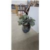 Image 4 : Rustic Distressed Blue and Brown Two-Handled Urn with Artificial Succulent28" Tall