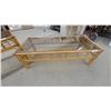 Image 2 : Rattan and Glass Coffee Table with Two Matching Side Tables 1 End Table Missing Glass in Picture