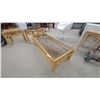 Image 3 : Rattan and Glass Coffee Table with Two Matching Side Tables 1 End Table Missing Glass in Picture