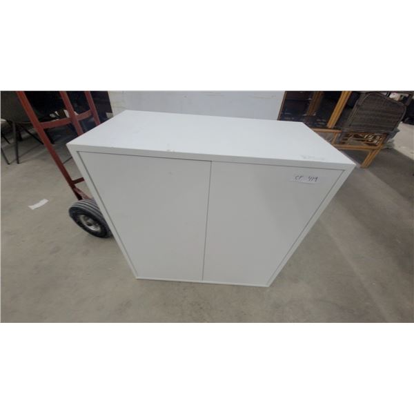 White Two-Door Laminate Storage Cabinet 27 x 27 x 14"