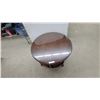Image 2 : Round Glass-Top Side Table with Dark Wood Curved Crisscross Base 20" Hgt.33" Diameter