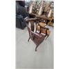 Image 2 : Dark-Stained Solid Wood Armchair with Cabriole Legs and Carved Open Back Splat