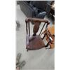 Image 3 : Dark-Stained Solid Wood Armchair with Cabriole Legs and Carved Open Back Splat