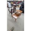 Image 5 : Dark-Stained Solid Wood Armchair with Cabriole Legs and Carved Open Back Splat