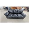 Image 1 : Black Leather Style Three-Seat Sofa 72" Wide