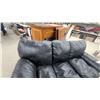 Image 2 : Black Leather Style Three-Seat Sofa 72" Wide