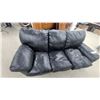 Image 3 : Black Leather Style Three-Seat Sofa 72" Wide
