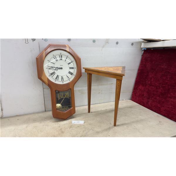 Forestville Regulator Wall Clock with Pendulum and Inlaid Triangular Accent Table, 18 1/2 x 18 x