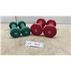 Image 1 : Neoprene-Coated Dumbbell Set, Two 5-Pound Green and Two 8-Pound Red