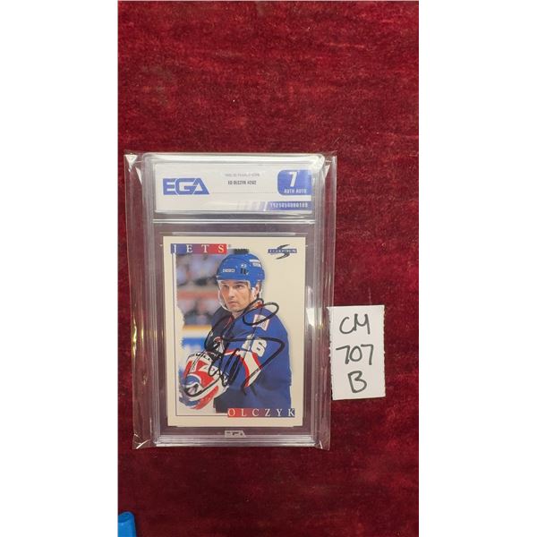 Graded Signed Ed Olczyk Winnipeg Jets Card