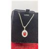 Image 6 : Platinum-Plated 1.0-Carat Oval-Cut Ruby Simulated Diamond Two-Piece Necklace Set, 16" - 18" Long