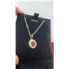 Image 7 : Platinum-Plated 1.0-Carat Oval-Cut Ruby Simulated Diamond Two-Piece Necklace Set, 16" - 18" Long