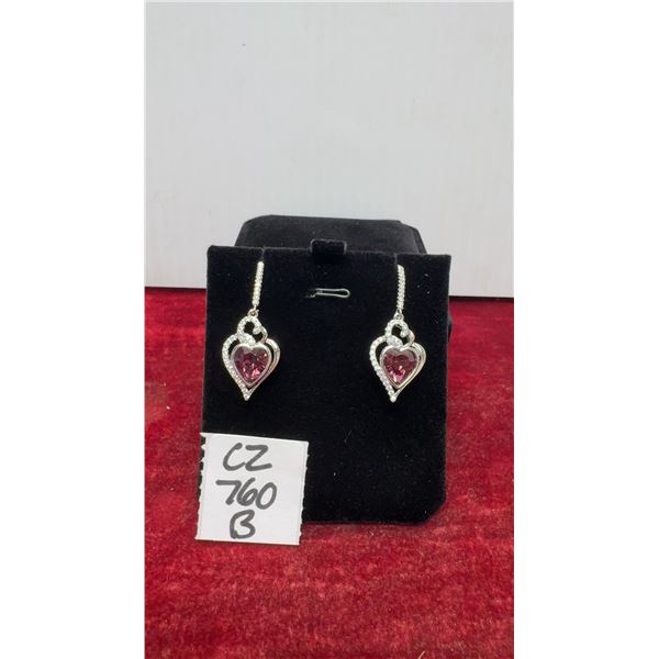 Platinum-Plated 2.0-Carat Heart-Cut Purple Simulated Diamond Cubic Zirconia Fish Hook Earrings
