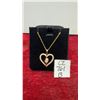 Image 1 : 18K Gold Plated 28mm Simulated Diamond Cubic Zirconia Heart Necklace, 18" Long