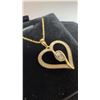 Image 3 : 18K Gold Plated 28mm Simulated Diamond Cubic Zirconia Heart Necklace, 18" Long