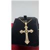 Image 3 : 18K Gold Plated 46mm Simulated Diamond Cubic Zirconia Cross Necklace with 18" Chain