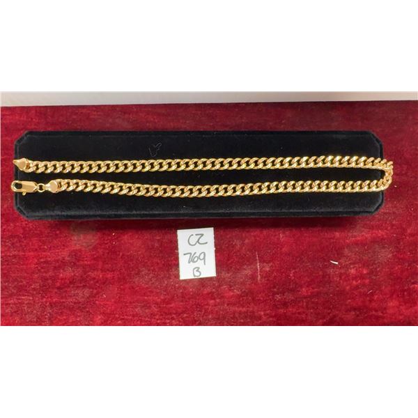 18K Gold Plated 7.5mm Cuban Link Necklace, 18" Long