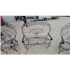Image 2 : Black Wrought Iron Peacock Fan Back Garden Chairs with Scrollwork, Set of Three
