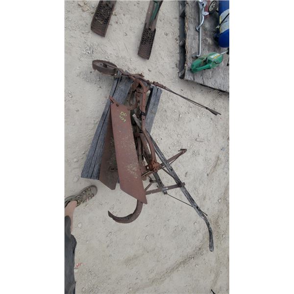 Vintage Single-Bottom Walking Plow with Moldboard and Coulter Wheel
