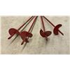 Image 2 : Set of Four Red Heavy-Duty Screw-In Ground Anchors with Loop Tops