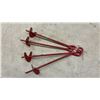 Image 3 : Set of Four Red Heavy-Duty Screw-In Ground Anchors with Loop Tops