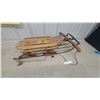 Image 1 : Monarch Clip-Per Vintage Wooden Snow Sled with Metal Runners and Rope Pull