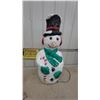 Image 1 : Vintage-Style Illuminated Blow Mold Snowman with Top Hat and Candy Cane 42" Tall