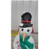 Image 2 : Vintage-Style Illuminated Blow Mold Snowman with Top Hat and Candy Cane 42" Tall