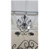 Image 2 : Black Wrought Iron Wall Candle Sconce, Towel Rack, and White Scrollwork Decor