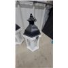 Image 2 : White and Black Hexagonal Decorative Lanterns, White Plastic Planters, and Saucers