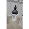 Image 3 : White and Black Hexagonal Decorative Lanterns, White Plastic Planters, and Saucers