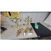 Image 1 : Brass Five-Arm Candelabras, Ornate Wall Sconces, and Taper Candles