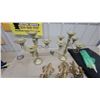 Image 2 : Brass Five-Arm Candelabras, Ornate Wall Sconces, and Taper Candles
