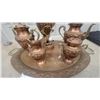 Image 5 : Copper and Brass Tea Service Set with Samovar, Teapots, and Serving Tray