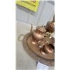 Image 6 : Copper and Brass Tea Service Set with Samovar, Teapots, and Serving Tray