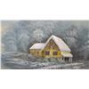 Image 3 : Framed Oil Painting, Winter Landscape with Snow-Covered House, Baroque-Style Frame 55 x 31"