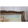 Image 2 : Framed Oil Painting of Mountain Landscape with Cabins, Signed 31 x 55"
