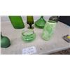 Image 4 : Collection of Green Glass Vases and Decorative Bottles, Various Styles and Sizes