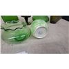 Image 5 : Collection of Green Glass Vases and Decorative Bottles, Various Styles and Sizes