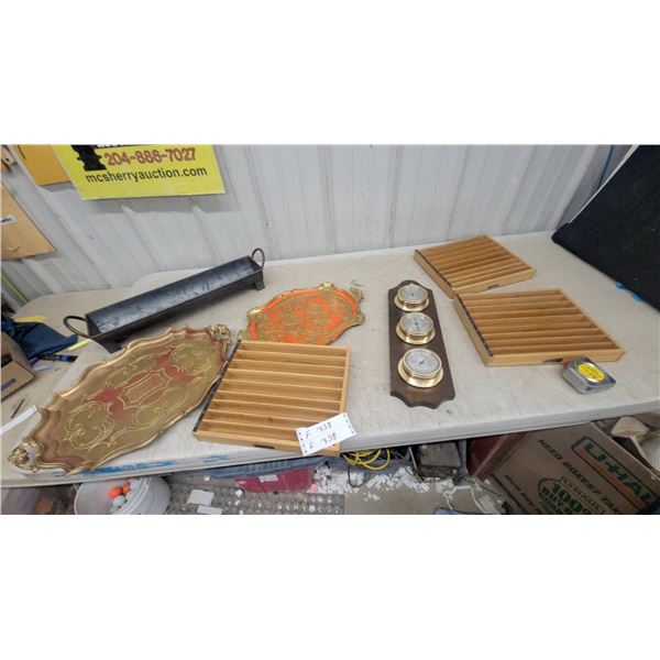 Wooden Alphabetical Slide Sorting Trays, Florentine Decorative Trays, and Weather Station