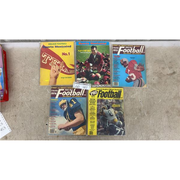 5 NFL Football Magazines: Sports Illustrated 1973 and Street & Smith's Yearbook 1975,76,& 79