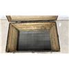 Image 6 : Antique Flat-Top Steamer Trunk with Wooden Slats and Ornate Metal Hardware, 22 x 34 x 21"